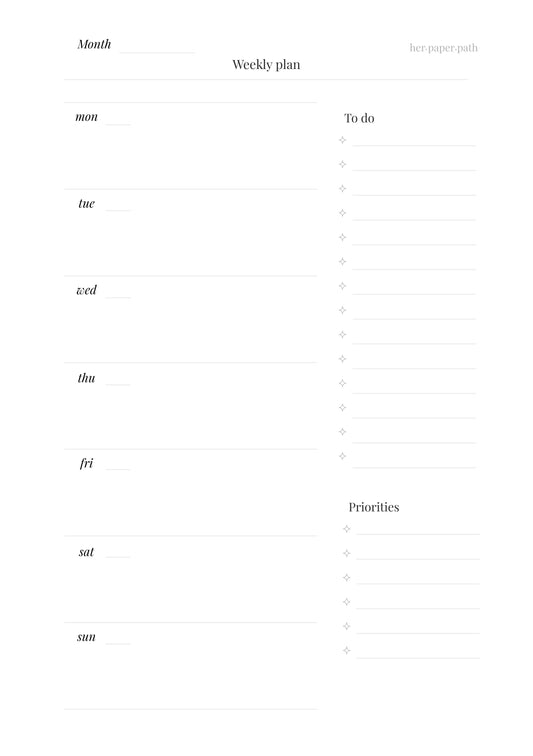 Monthly and Weekly Schedule, printable A5 planner by Her Paper Path (view 2)