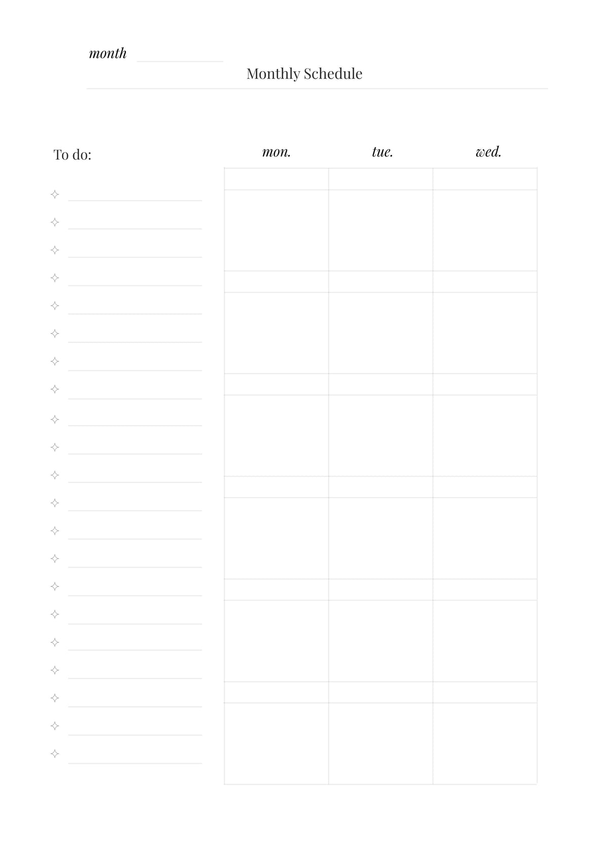 Monthly and Weekly Schedule, undated A5 planner insert by Her Paper Path (view 3)