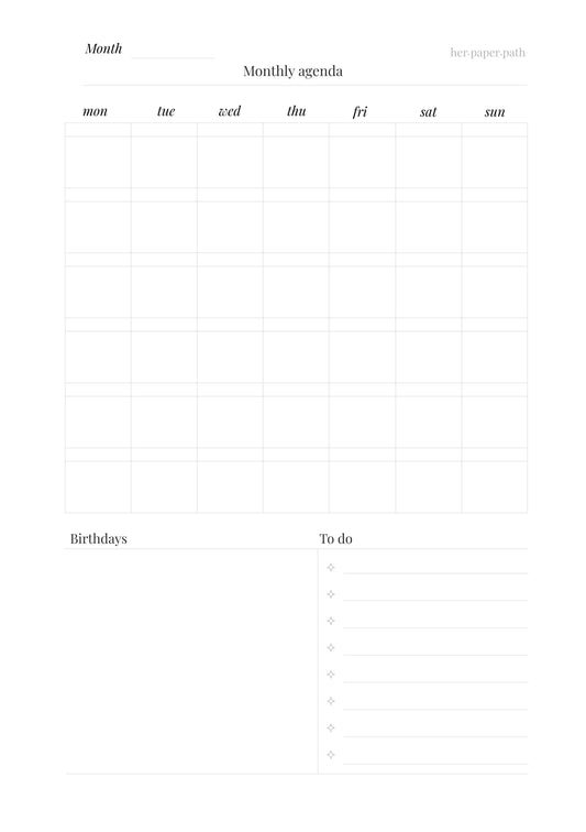 Monthly and Weekly Schedule (Digital Version)