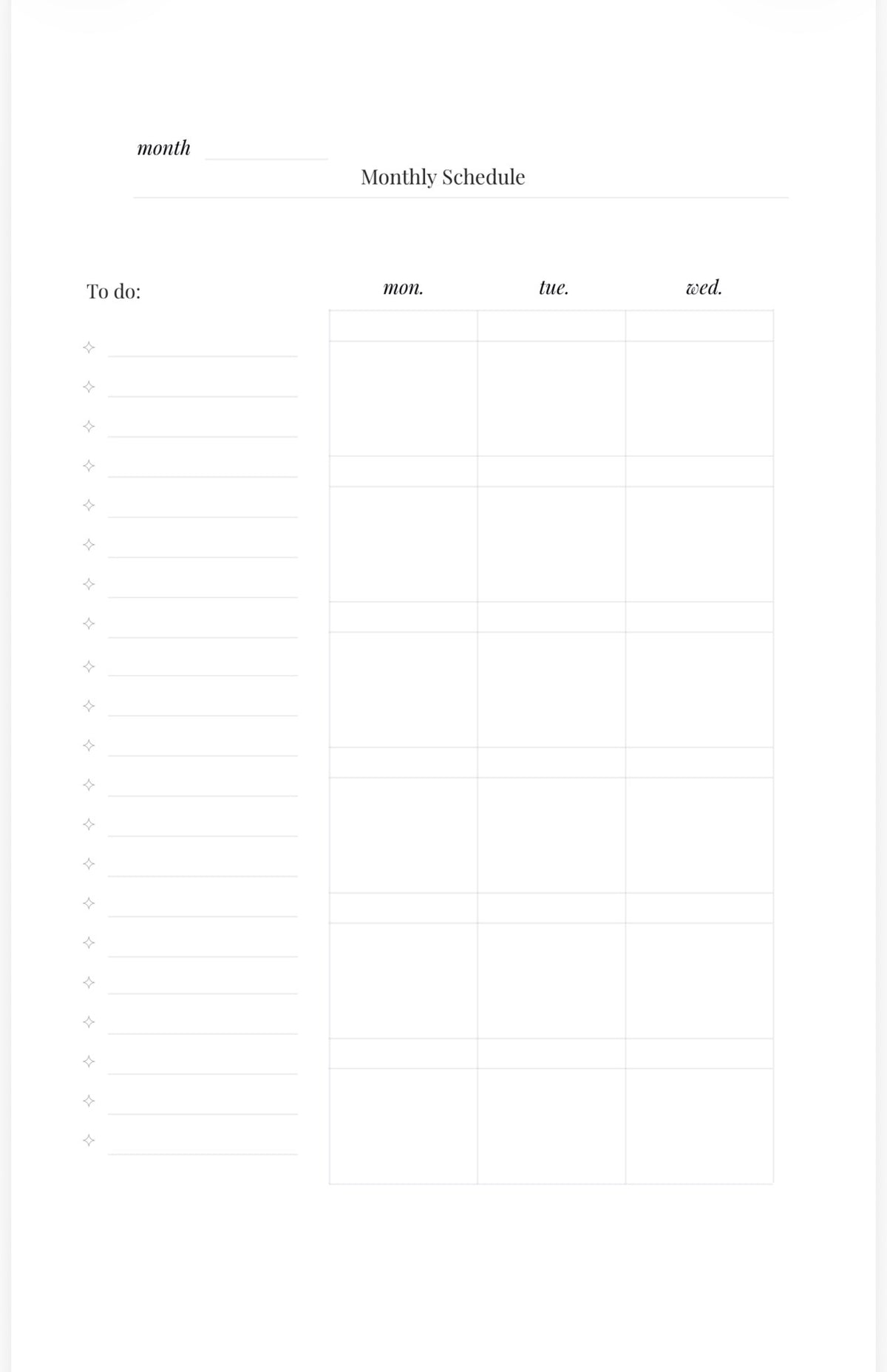 Monthly Schedule, traveler's notebook insert by Her Paper Path