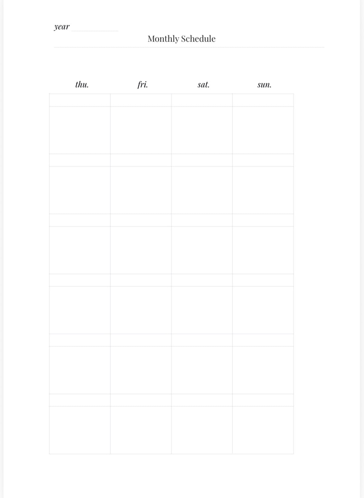 Monthly Schedule, traveler's notebook insert by Her Paper Path (view 2)