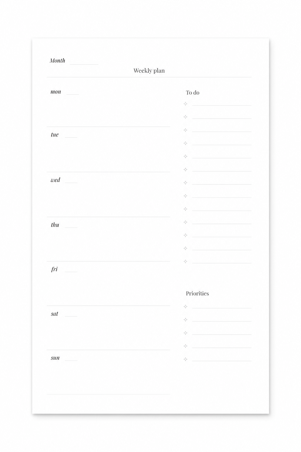 Monthly and Weekly Schedule