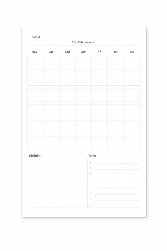 Monthly and Weekly Schedule