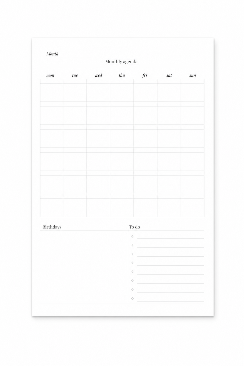 Monthly and Weekly Schedule – HER PAPER PATH
